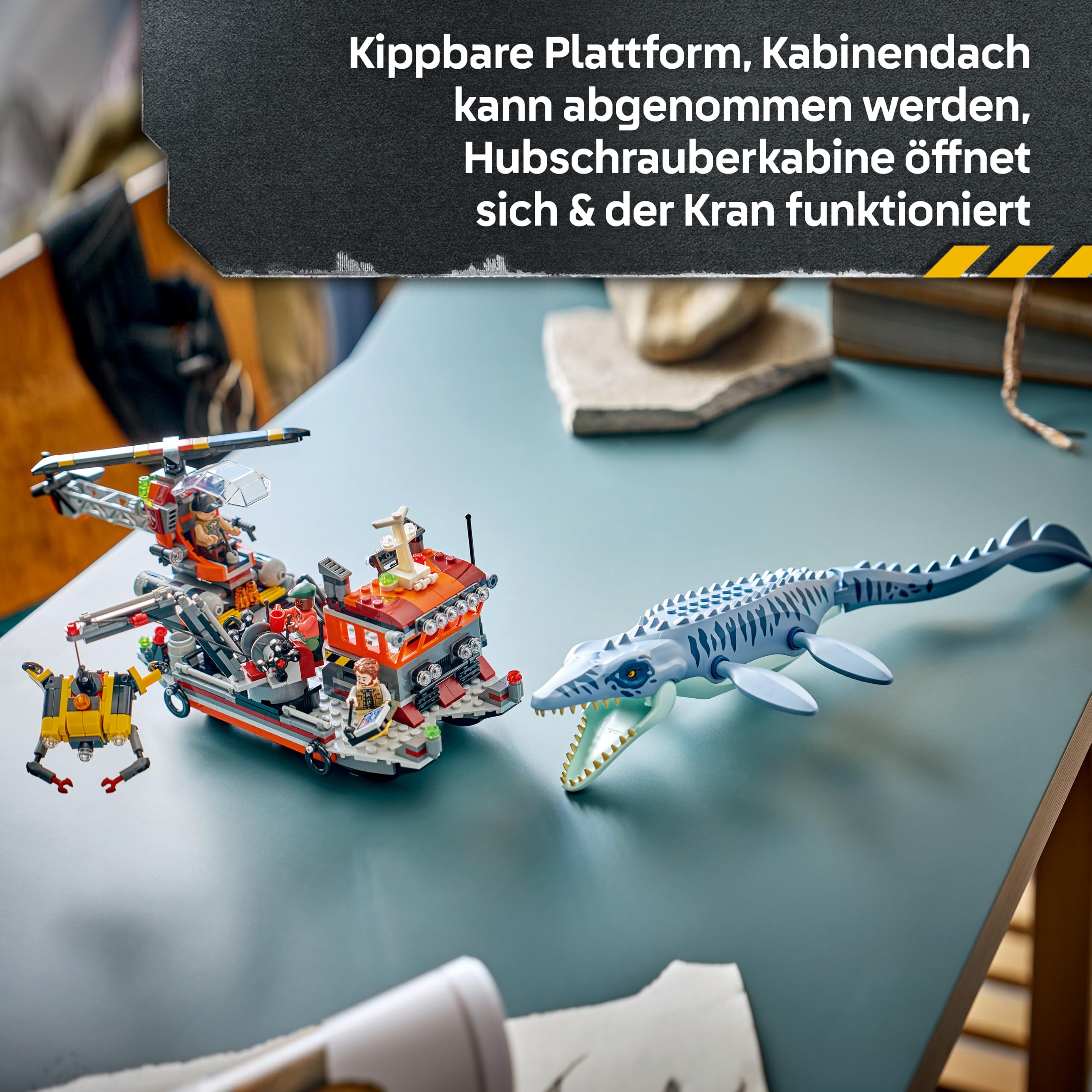 LEGO Jurassic World Mosasaurier-Angriff auf das Boot - Bauspielzeug - Spielset für Rollenspiele mit 3 Minifiguren und Einer Dino-Figur - Geschenkidee für Kinder ab 7 Jahren - 77983