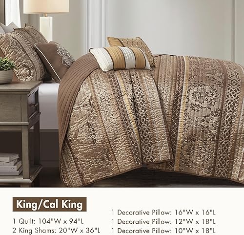 Miniatura 6 de Bellagio, juego de cubrecama, 6 unidades, Poliéster, MarrónDorado, King