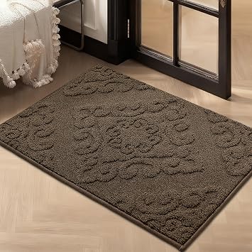 COSY HOMEER Door Mat 24x36,Absorbent Dirt Trapper Entryway Rugs,Non-Slip Welcome Mat,Washable Entry Rugs,Low Pile Doormat for Front Back Door,Wet Shoes & Paws,Brown