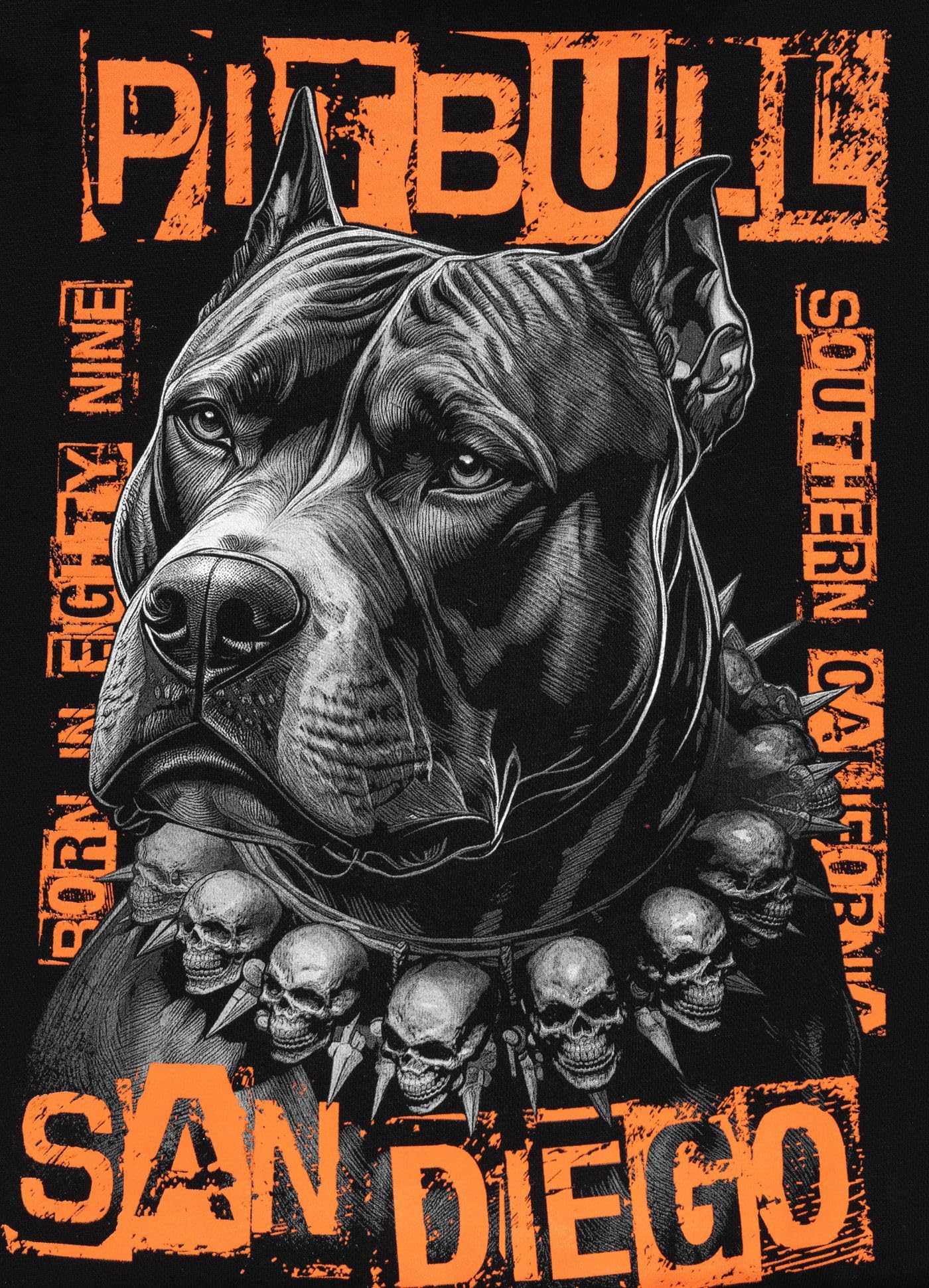 PITBULL Męska bluza z kapturem BLACKY męska bluza z kapturem, regularny krój, z dużym nadrukiem na plecach i logo San Diego, ciężki szczotkowany polar 400 GSM, streetwear bluza z kapturem, wygodna