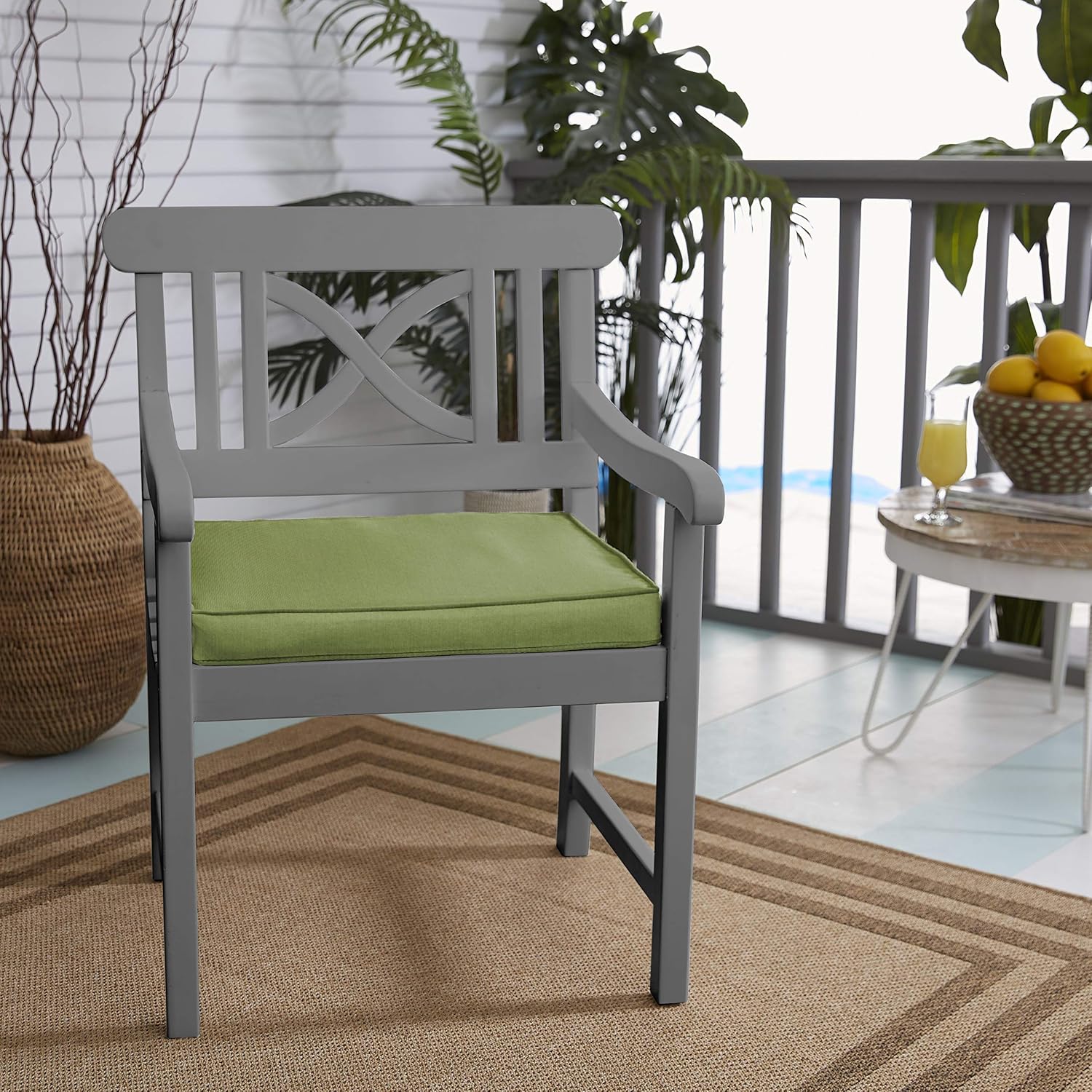 Mozaic Trupedic Sunbrella - Indoor/Outdoor Single Chair Cushion, 20 in x 20 in x 2 in, Spectrum Cilantro Green