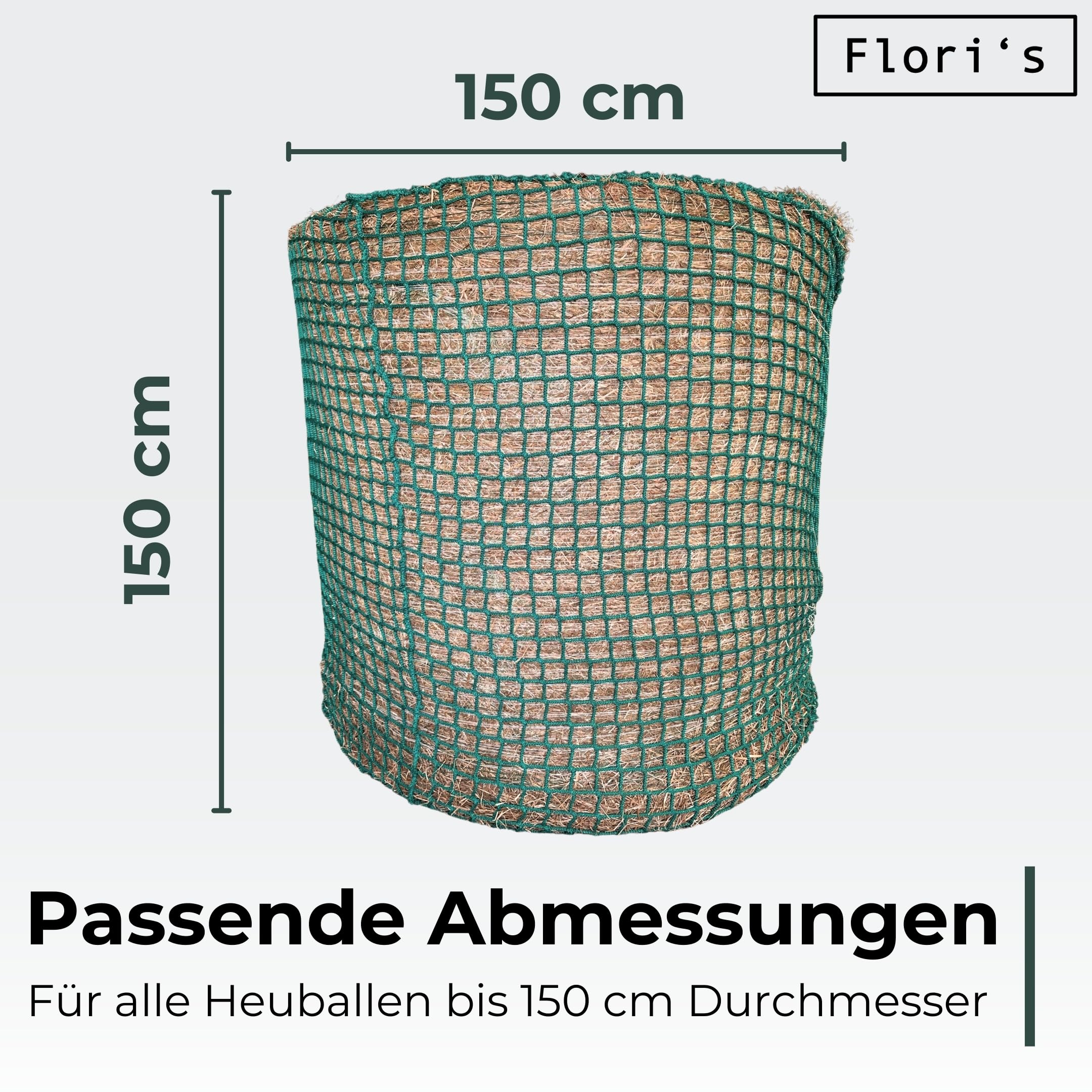Flori's Heunetz Rundballen ø 150 cm Höhe 150 cm Maschenweite 4,5 x 4,5 cm für Pferde