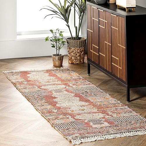 nuLOOM Hermina Southwestern - Alfombra de pasillo con borlas, 2 pies 6 pulgadas x 8 pies, multicolor