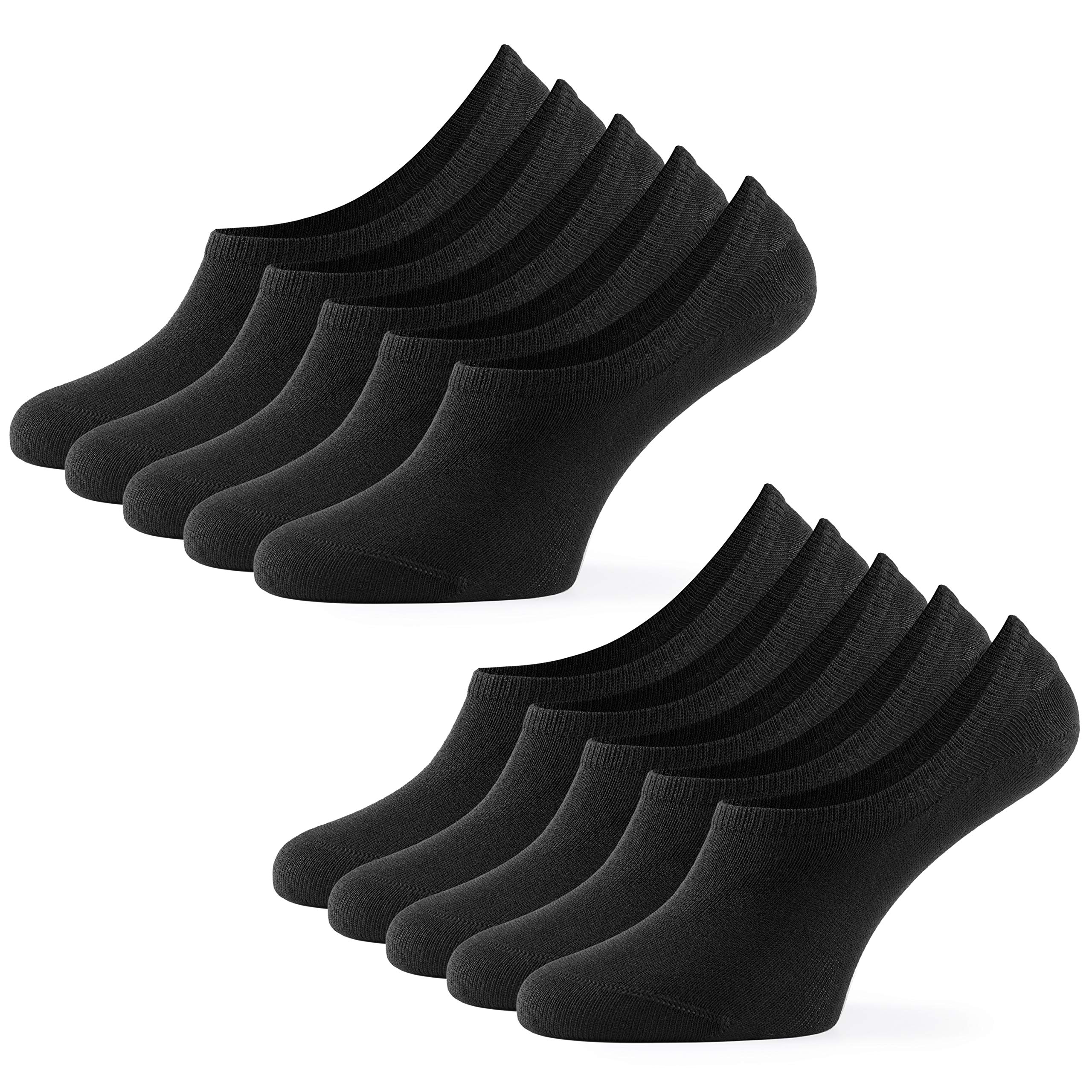 Mat & Vic's Invisible Socks Men & Women, 10 Pairs, Large, Premium Silicone Pad to Prevent Slipping