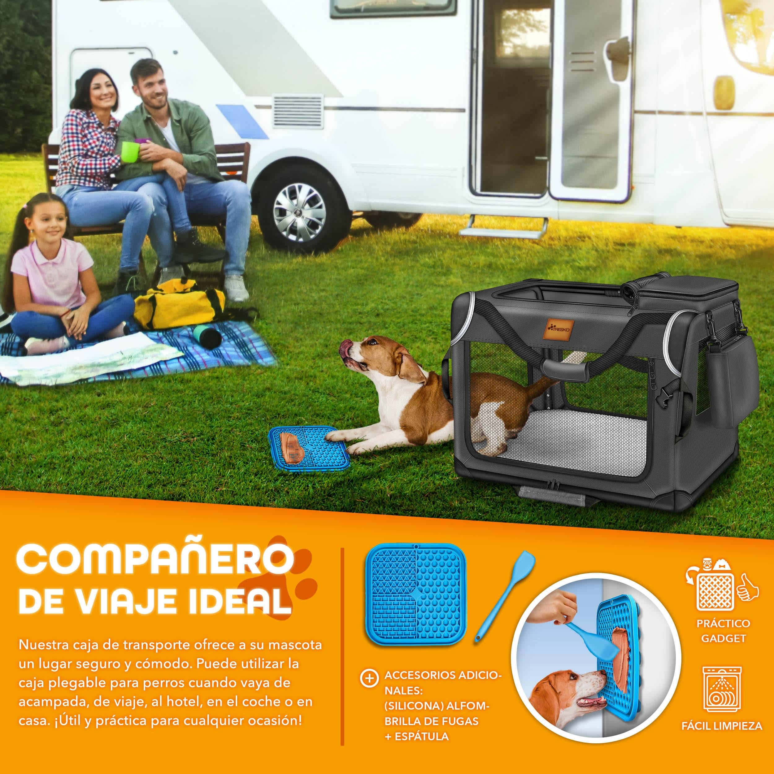 TRESKO Caja Plegable para Perros con Alfombrilla para Fugas, 83 x 58 x 58 cm, Transportín para Perros