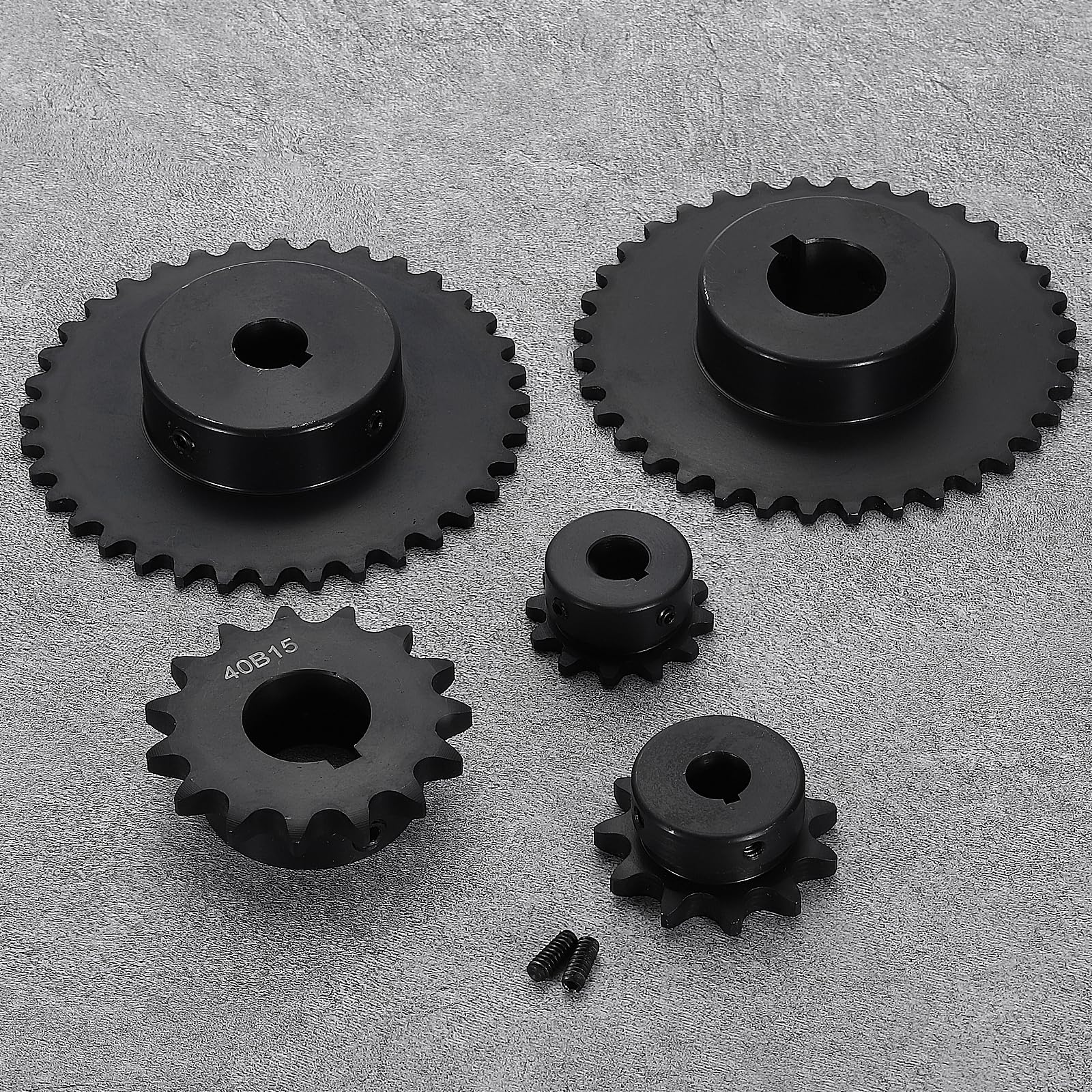 QUARKZMAN 2 Pzas Piñón Cadena #40 Rodillos 3/4" Diámetro Interior 30 Dientes Acero Al Carbono C45 ANSI #40 Piñón Cadena Rodillos Agujero Redondo Y Tornillos Fijación Para Cadena ISO 08A