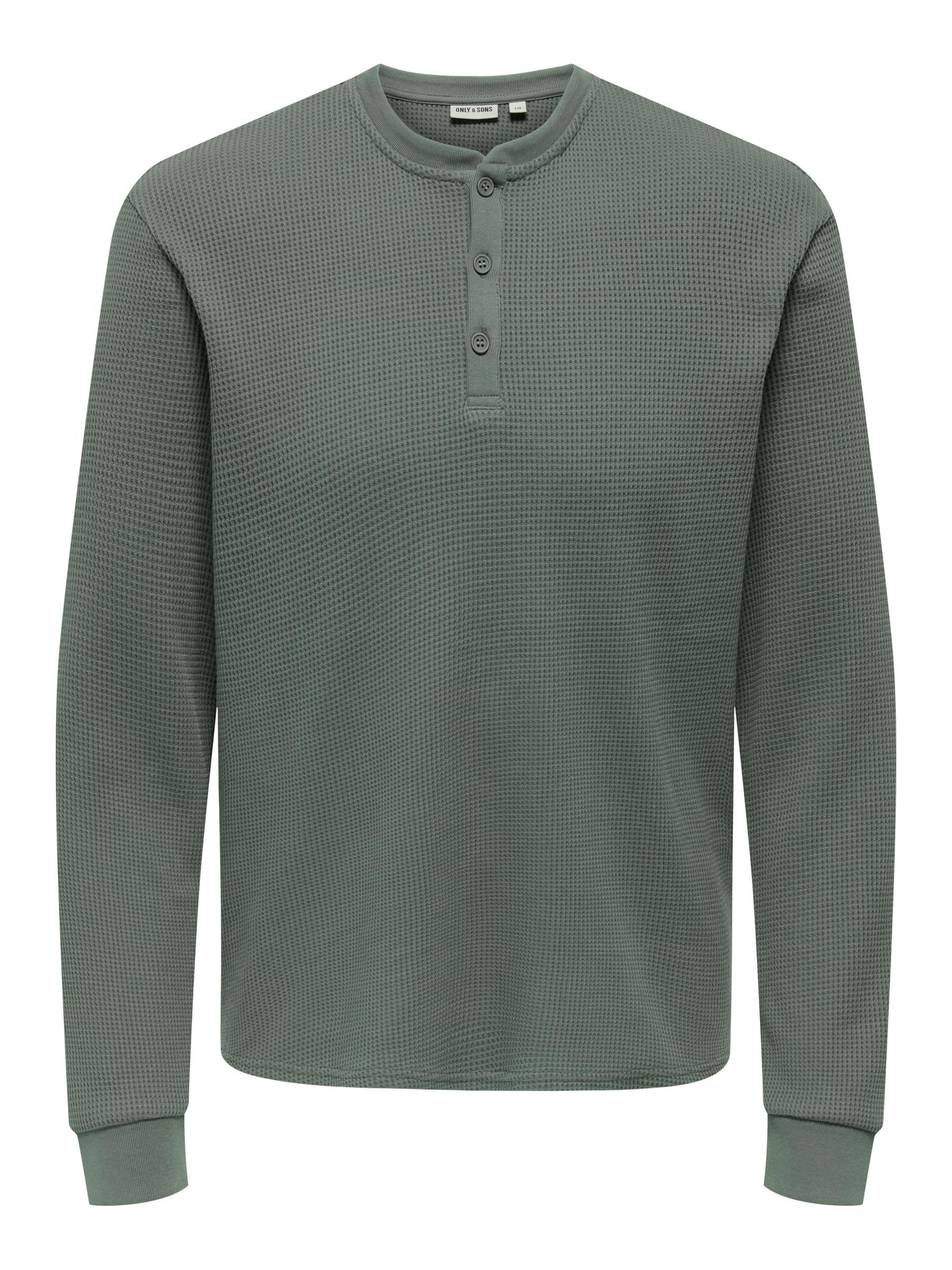 Only & Sons Men's Onstobie Reg Ls Henley Tee Noos, Castor Grey, L