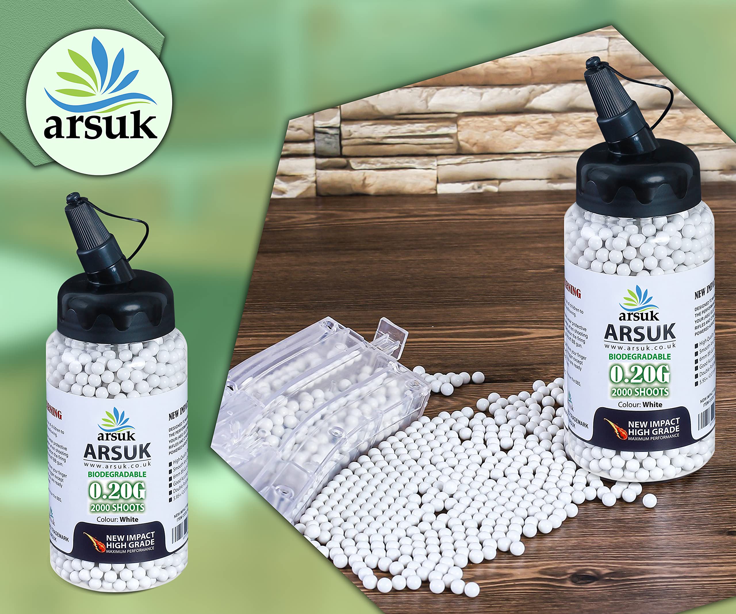 ARSUK Airsoft Softair BB Kogels 6mm 0,20g – Ultraglad en naadloos voor precisieschieten & tactische training – ABS-kunststof voor constante prestaties (5000 Rondes Wit ARSUK Airsoft Softair BB Kogels 6mm 0,20g – Ultraglad en naadloos voor precisieschieten & tactische training – ABS-kunststof voor constante prestaties (5000 Rondes Wit