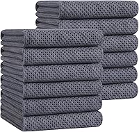 Vista 192 de Homaxy Paños de cocina de 100% algodón con tejido de gofre, ultra suaves, absorbentes, de secado rápido, 12 x 12 pulgadas, paquete de 6, albaricoque