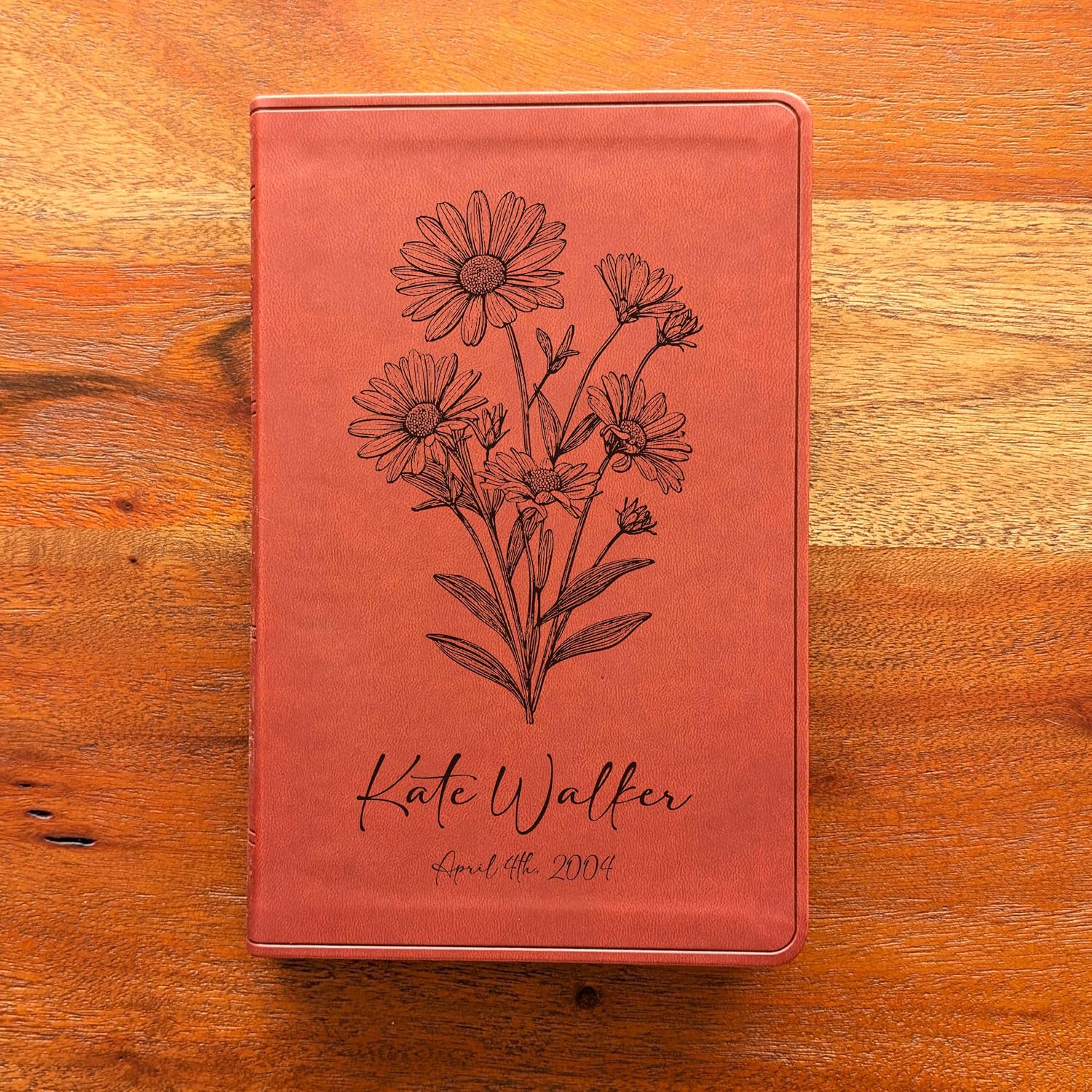 SacredBound ESV Large Print Value Thinline Bible – Chestnut TruTone Faux Leather | Custom Name Engraved | English Standard Version with Concordance, 10 pt Font & Double-Column Layout | Birth Flowers
