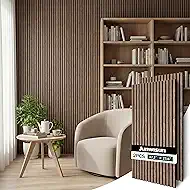 Acoustic Wall Panels, 2 Pack Wood Slat Wall Panel, Soundproof Wall Panels, 3D Textured Wall Decor for Ceiling and Wall, 47.2" x 23.6", in Walnut Finish