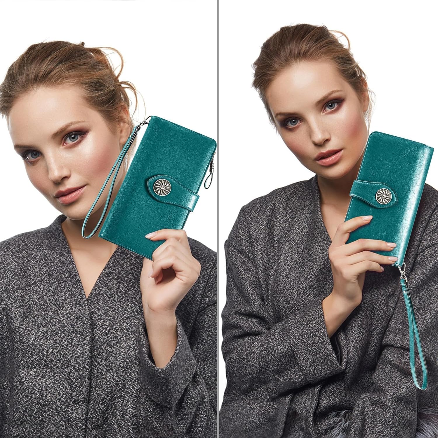 Travelambo Women's Wallet RFID Blocking Credit Card Holder Large Capacity Wristlet Leather Wallets Purse - Image 2