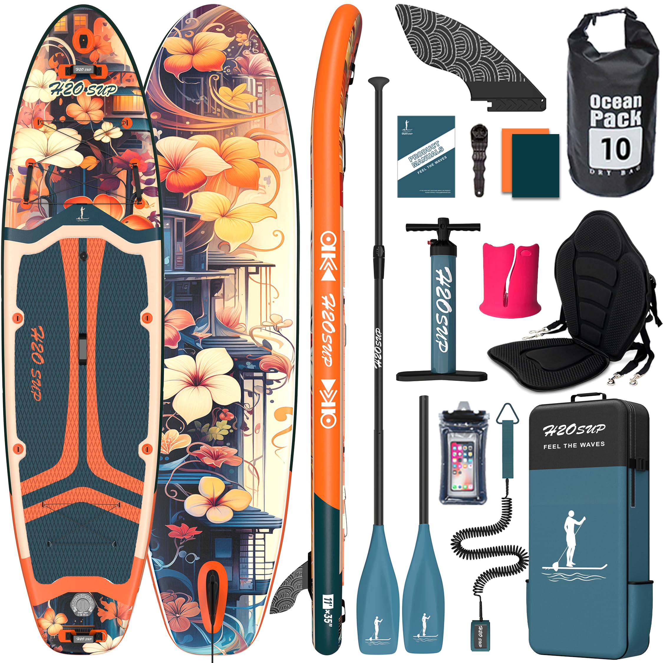 H2OSUP Extra Wide Inflatable Stand Up Paddle Board