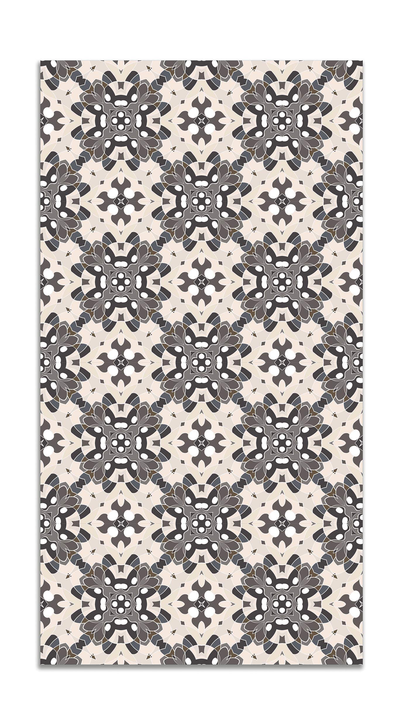 Panorama Tapis Vinyle du Sol Cuisine Salle de Bain - Différentes Tailles - (Tuile Orientale Gris 100x140 cm)