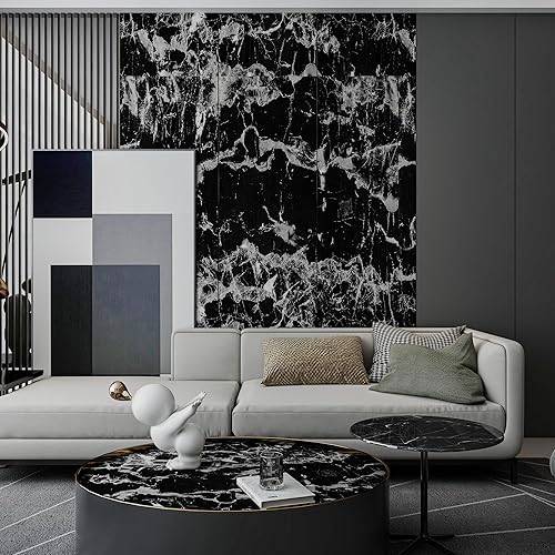 Miniatura 8 de Holomey Papel de contacto de mármol negro de 24 x 354 pulgadas, papel tapiz autoadhesivo extraíble de vinilo decorativo Wll para dormitorio, baño,