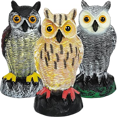 Owl Decoys, Owl Decoys to Scare Birds Away, Plastic Fake Owl Decoys to Keep Birds Squirrels Away, Weatherproof Owls Decoy ...