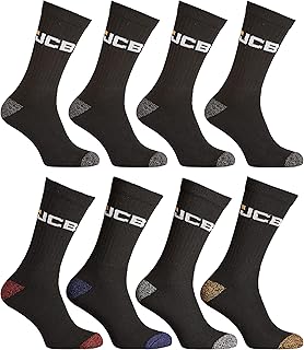 JCB - JCB Socks - Apparel Bumper Pack Socks Men's - Men's Socks - Work Socks - Socks Mens - 8 Pack - Socks Multipack - Black Socks - UK 6-11, EUR 39-46, Black, 6-11