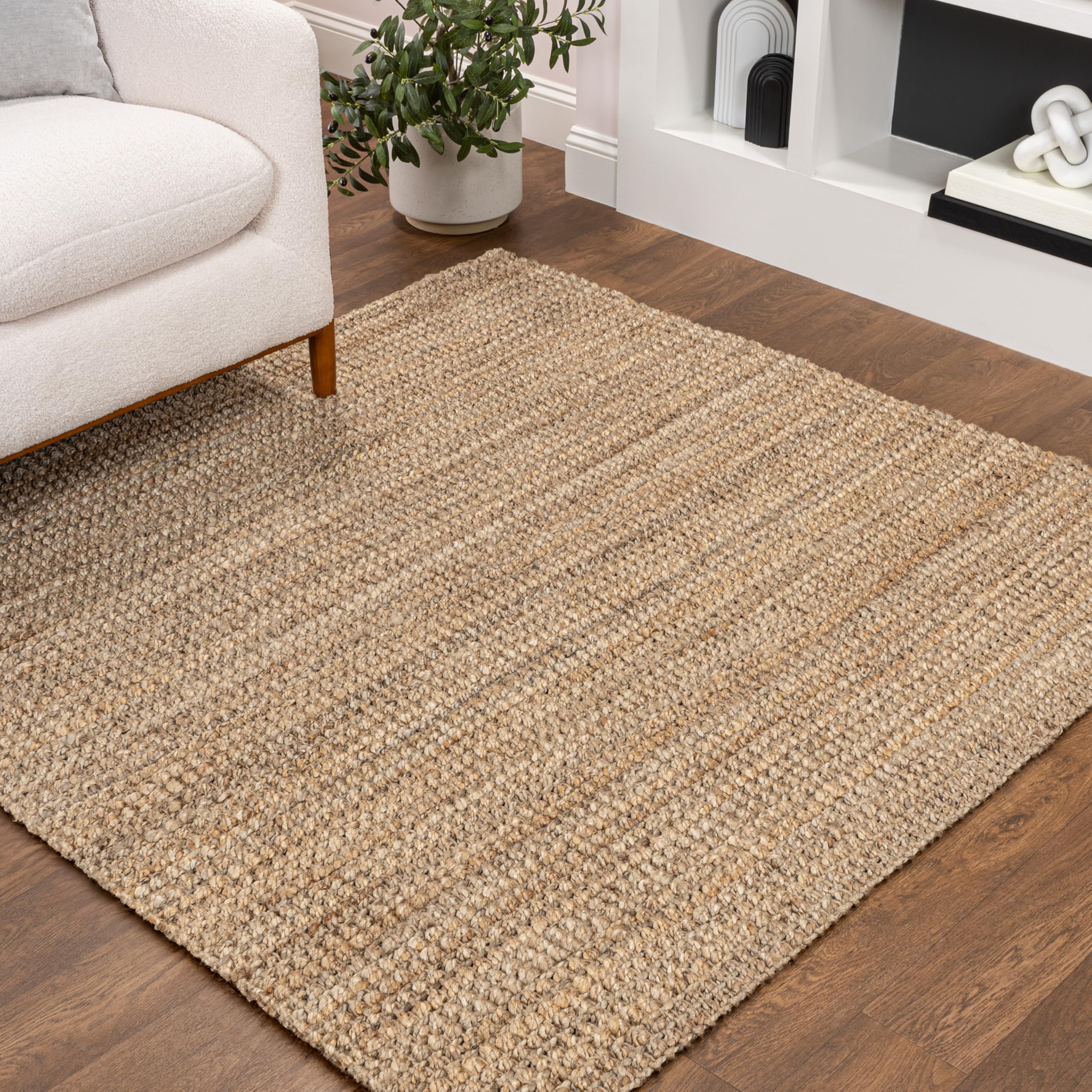 JONATHAN Y Estera Hand Woven Boucle Chunky Jute Natural 5x5 Square Indoor Area Rug, Bohemian, Transitional, Easy-Cleaning for Living Room, Bedroom,