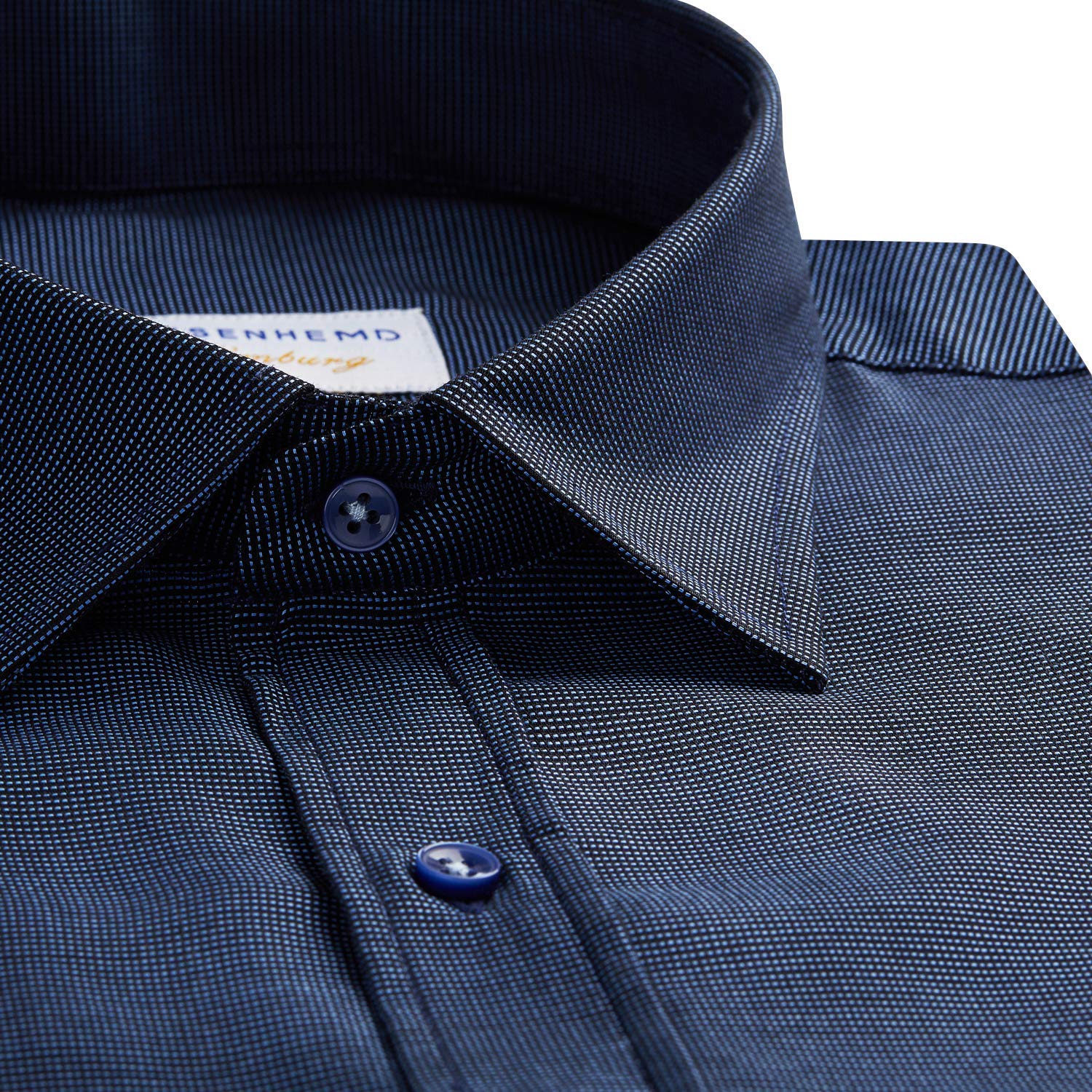 Herrenhemd Überlänge - extra Langen Ärmeln 72 cm - 100% Baumwolle - dunkelblau-meliert - in Modern Fit und Slim Fit - Modell Berlin