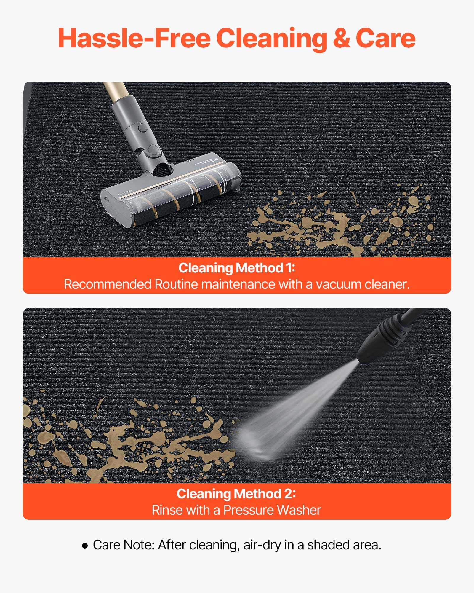 VEVOR Zerbino per Ingresso, 3048 x 914 mm, Tappetino per Interni ed Esterni, Tappeto Industriale a Righe con Supporto, Tappeto d'Ingresso Lavabile Resistente per Corridoio, Balcone, Grigio