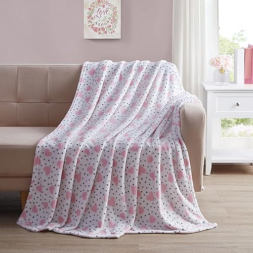 Manta suave de San Valentín Confeti Corazón Divertido, Rosa Negro Blanco, Acento para Sofá, Silla, Cama o Dormitorio (Amor Confeti)