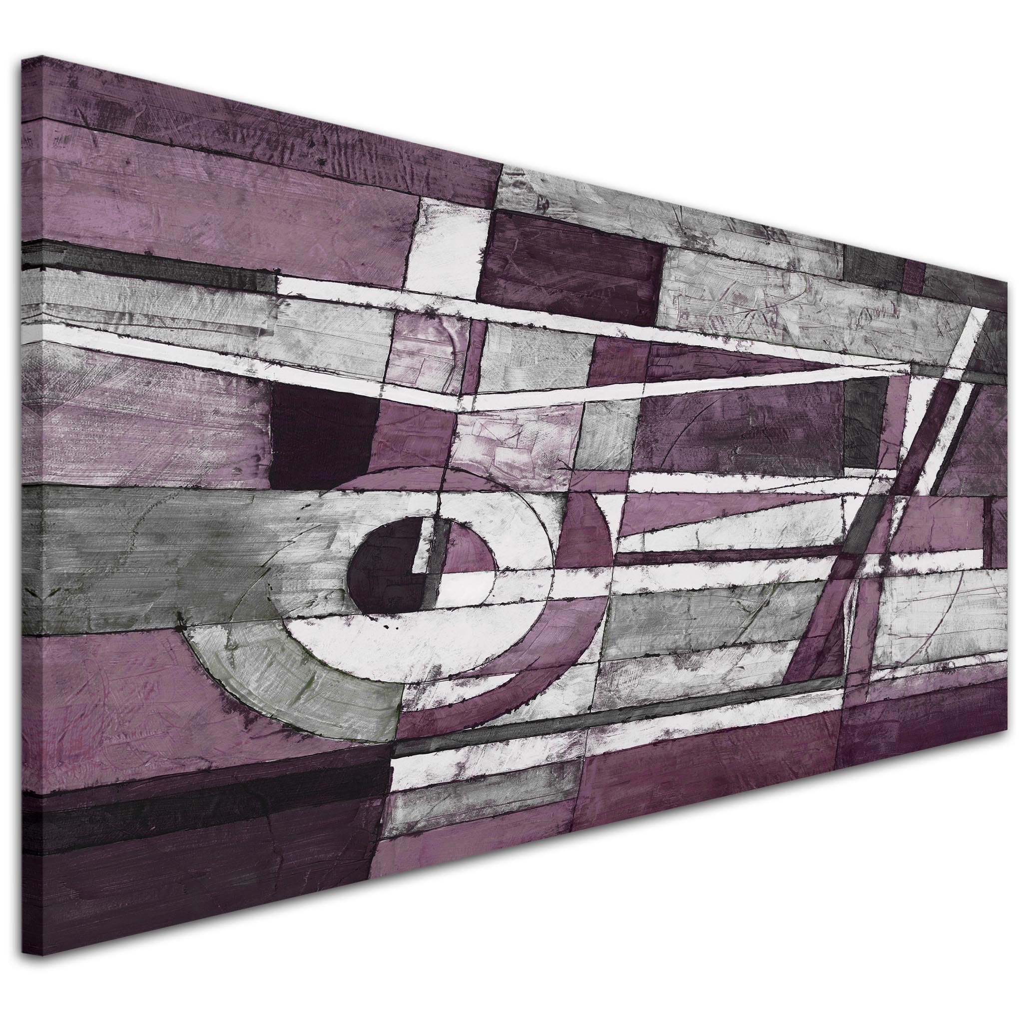 Wallfillers Plum Grey White Painting Living Room Canvas Pictures Accessories - Abstract - 1408-118x49cm