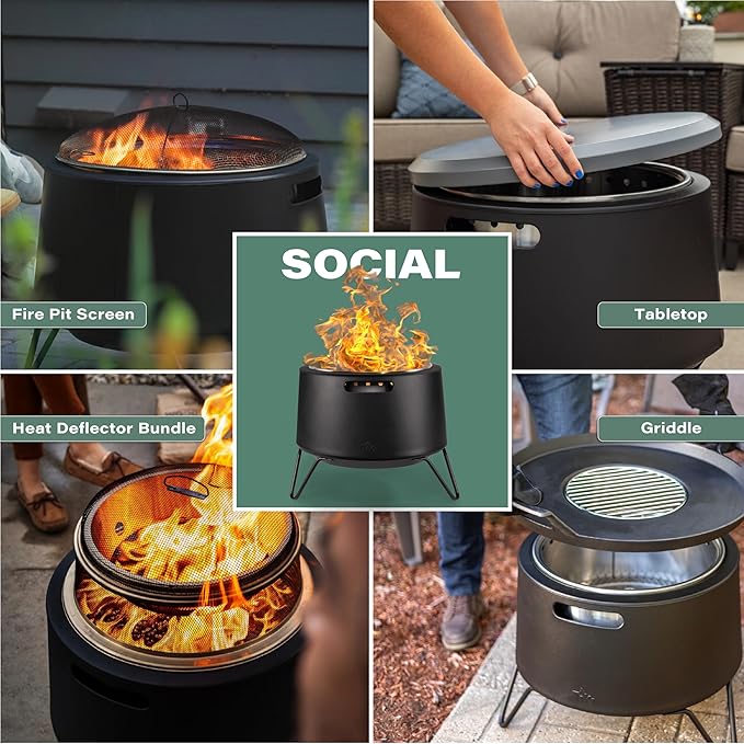 Brasero Smokeless Fire Pit 20 Pulgadas Acero Inoxidable Portátil miniatura 6