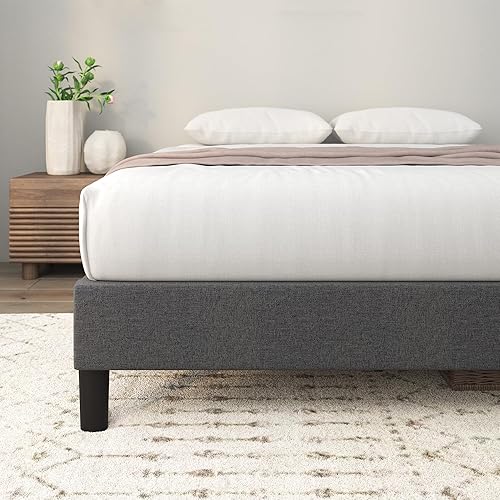Miniatura 3 de Zinus Curtis - Base de cama tapizada con plataforma, base de colchón, soporte de listones de madera, no necesita somier, embalaje ecológico
