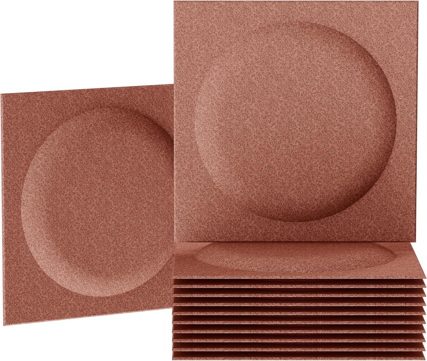 Acoustical 3D Wall Panels, 12 Pack 12''x12'' Circle Art Acoustic Panels for Interior Wall Decor, Decorative Acoustic Panels, Acoustic Wall Panels, Sound Absorbing Wall 3D Art (Cocoa)