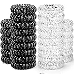 20 Pcs Christmas Spiral Hair Ties, 4cm No Crease Coil Phone Cord Ties for Thick Hair - Women Ponytail Holder Elastics