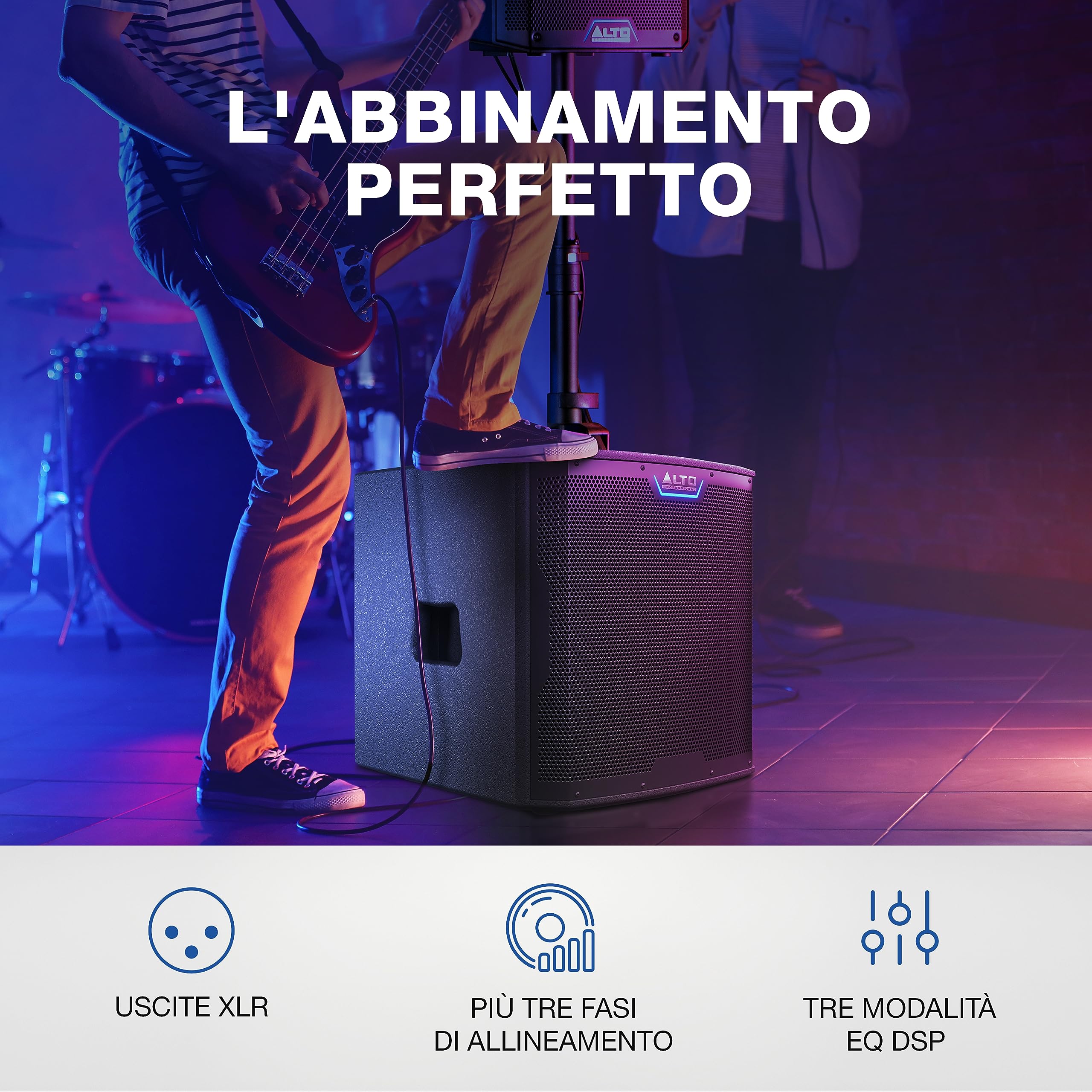 ALTO Professional TS12S + TS12S Cover - Subwoofer da 12" e 2500 W, sistema PA con 6 modalità DSP selezionabili, Easy setup, 130 dB, bobina da 3", bassi superiori