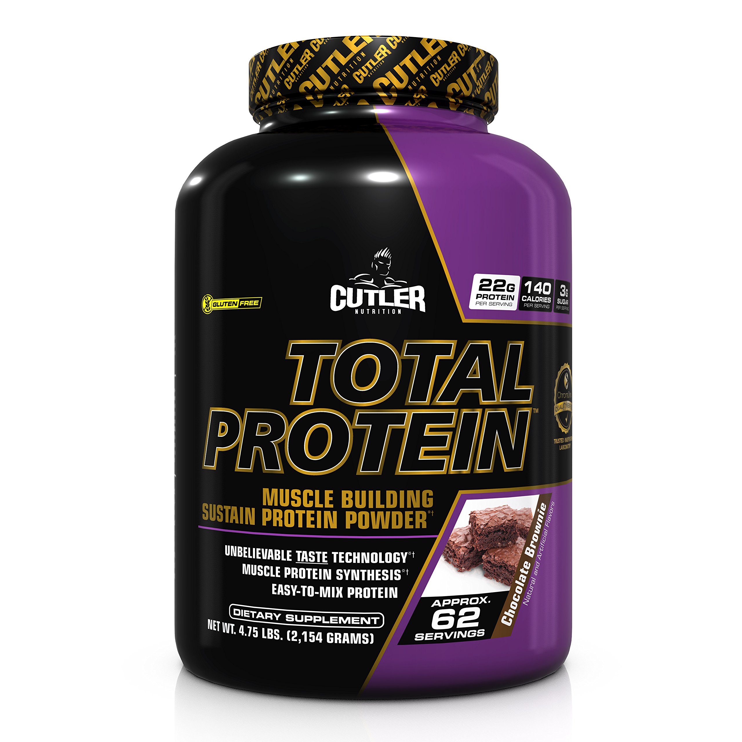 Cutler Nutrition Total Protein Muscle Building Sustain Protein Powder, Chocolate Brownie, 4.75 Pound