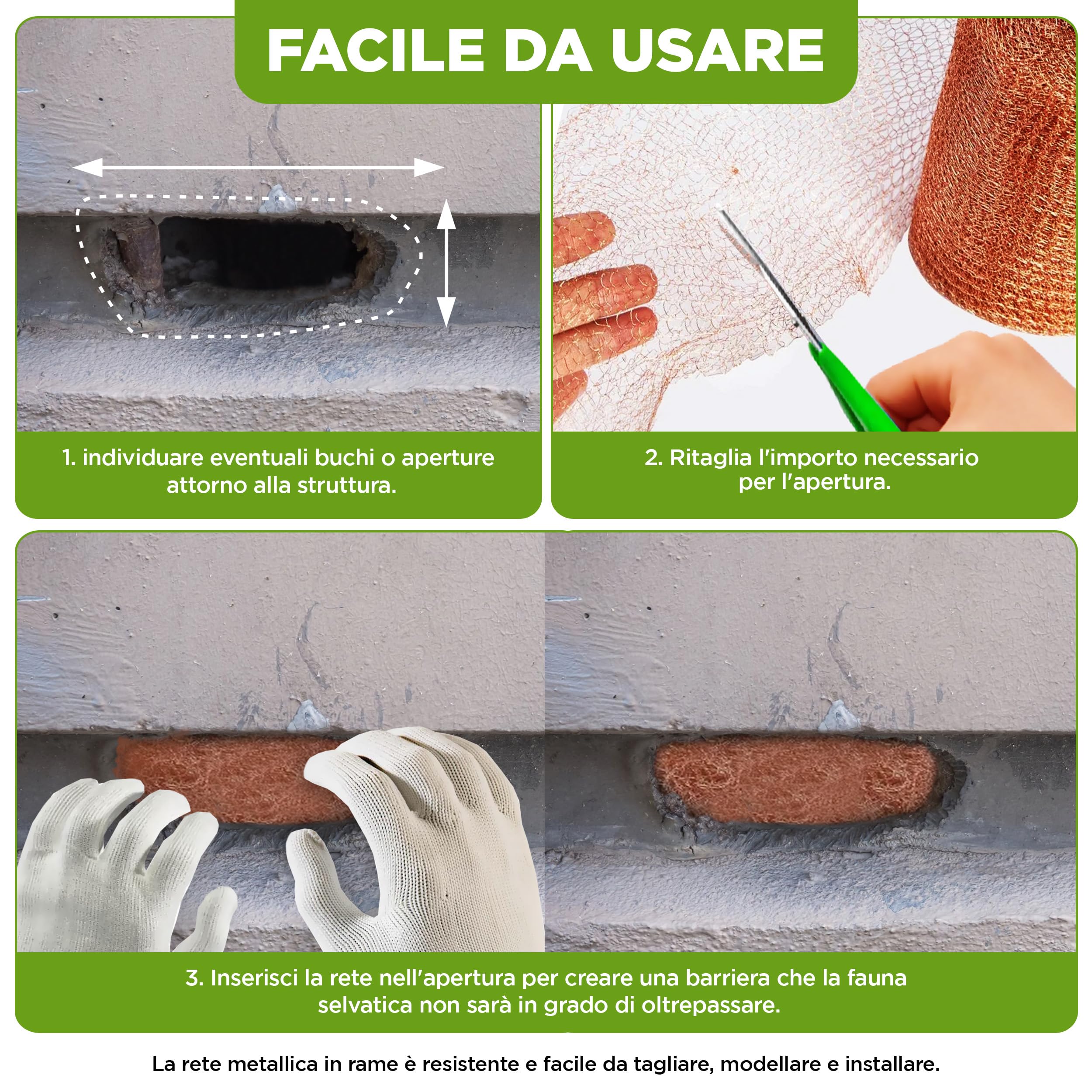 ISOTRONIC Rete in Rame 6m Protezione Lumache e Topi, Tessuto per Sigillare Fori e Fessure Contro Roditori, Nastro in Rame per Aiuole, Uso Interno ed Esterno, Barriera Naturale Efficace