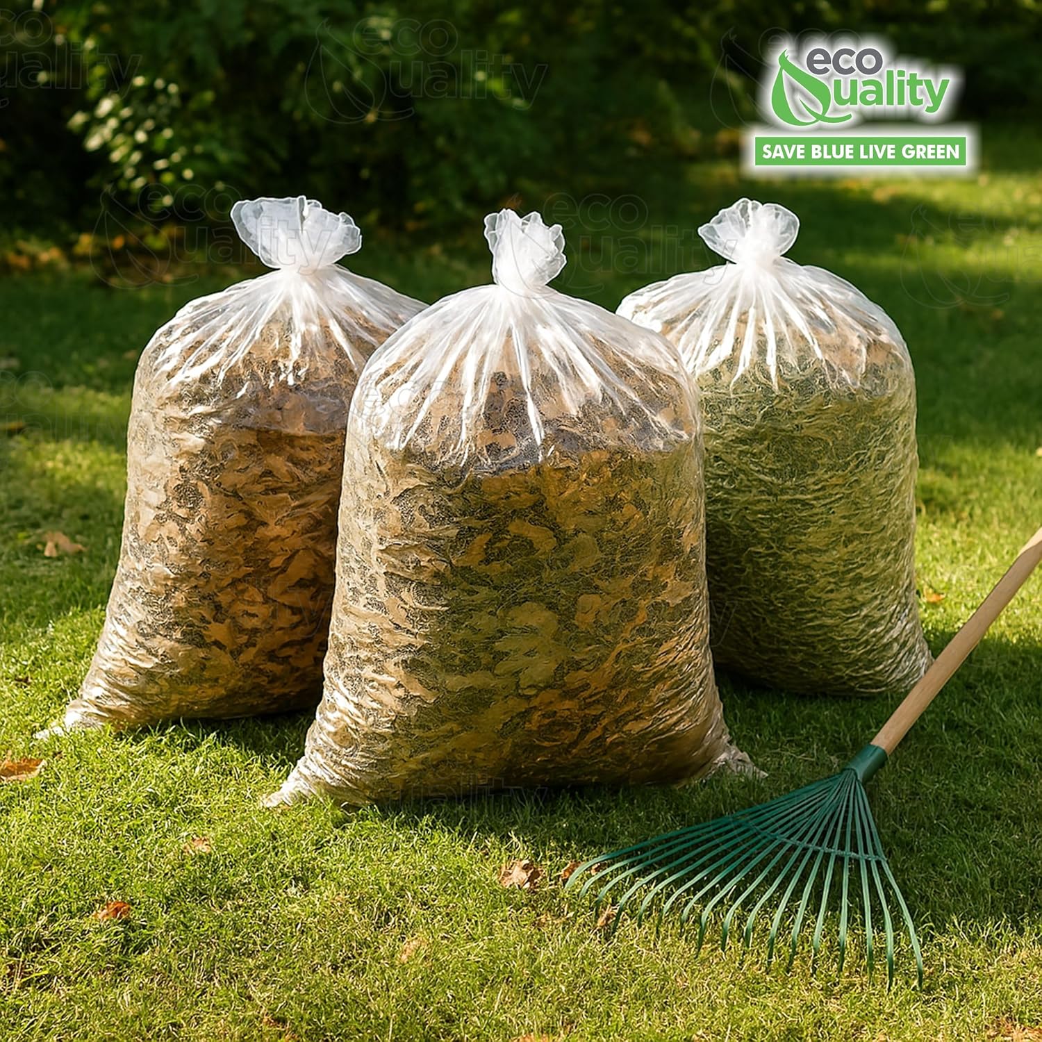 EcoQuality 46 Gallon Heavy Duty Clear Large Trash Bags (140 Count) - Yard Trash Bags, Great for Leaves, Lawn and Leaf Bags, Recycling Garbage Bags, 1.5 Mil (46 Gallon - 140 Count)