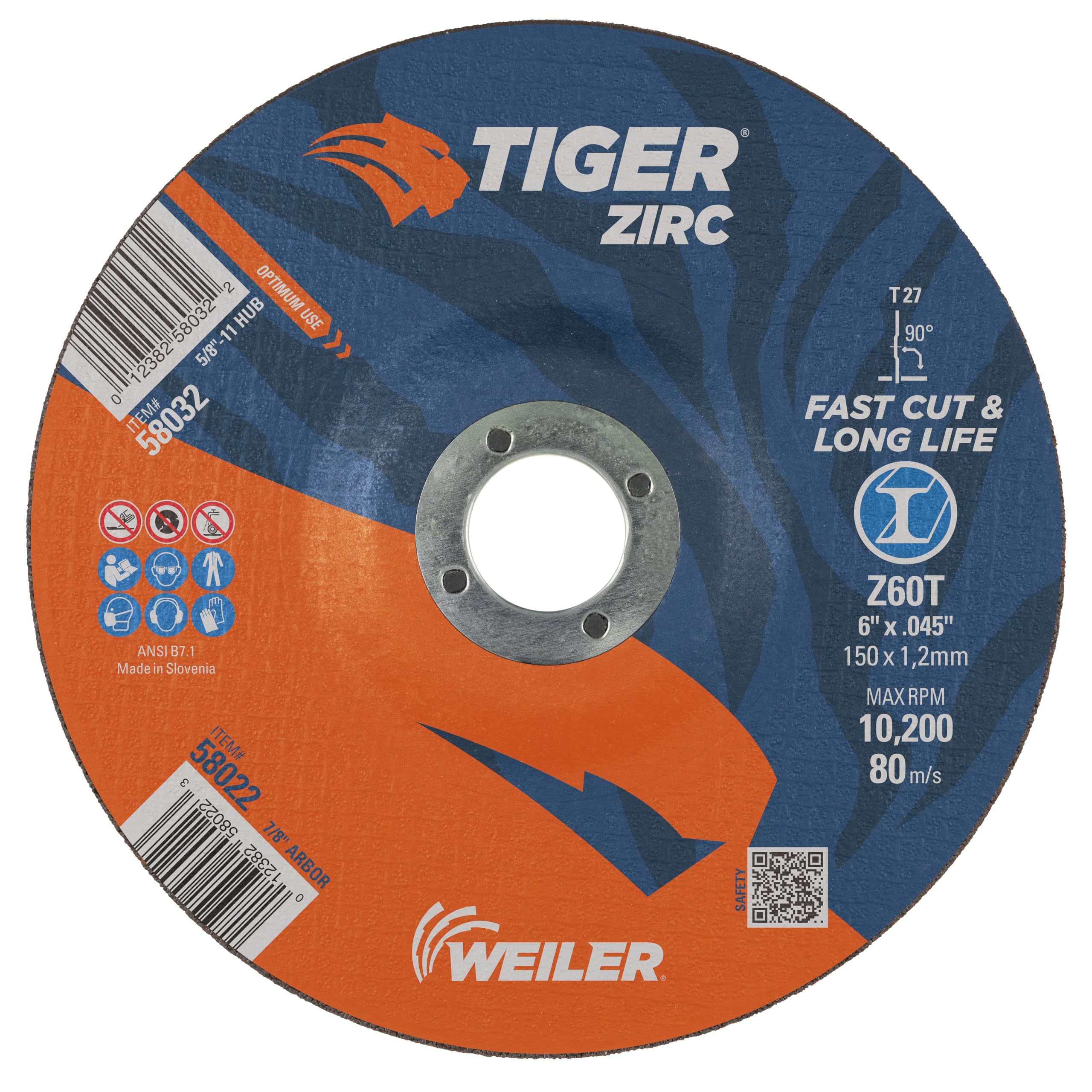 Tiger INOX - Rueda de corte fina, 6" Dia, 25