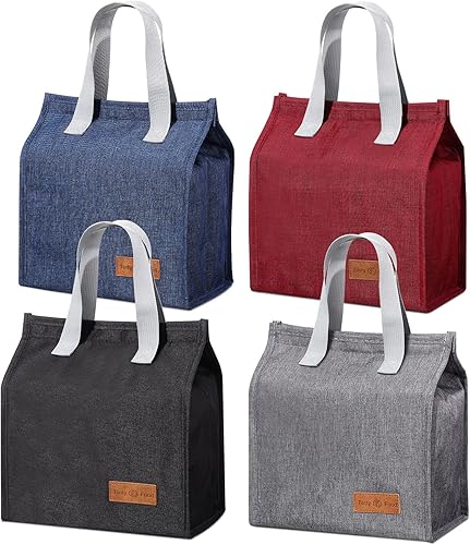 Photect 4 bolsas de almuerzo aisladas, contenedor de sándwich, bolsas reutilizables para mujeres y hombres, pequeñas bolsas enfriadoras aisladas,