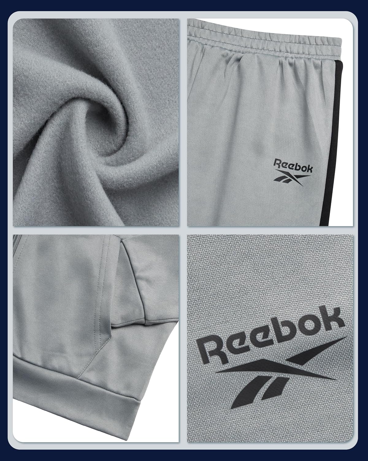 Reebok Boys Tracksuit Set - 2 Piece Athletic Tricot Joggers Set with Fleece Lined Zip Up Jacket and Active Boys Sweatpants - Image 3