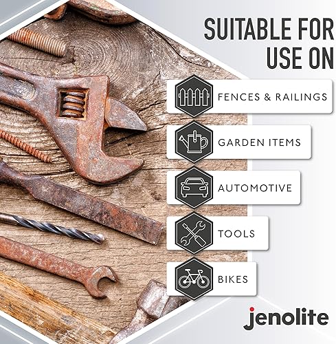 Miniatura 4 de JENOLITE Removedor de óxido original para metal, líquido de acción rápida, resistencia industrial, elimina el óxido de nuevo al metal desnudo, 16.9