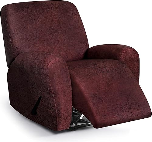 Miniatura 33 de Fundas para sillas reclinables con aspecto de cuero, funda elástica de 4 piezas, funda suave para silla reclinable, protector de muebles lavable