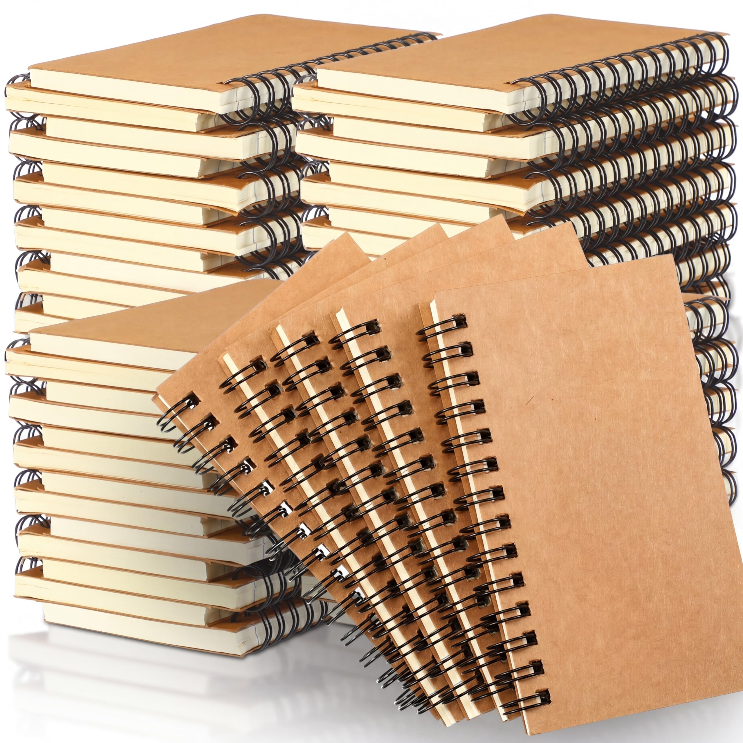 100 blocs de notas en espiral de 5 x 3 pulgadas, bloc de notas en espiral de bolsillo pequeño, cuaderno de bocetos, cuaderno de bocetos, cuaderno de bocetos, cuaderno de tapa de papel kraft, 120