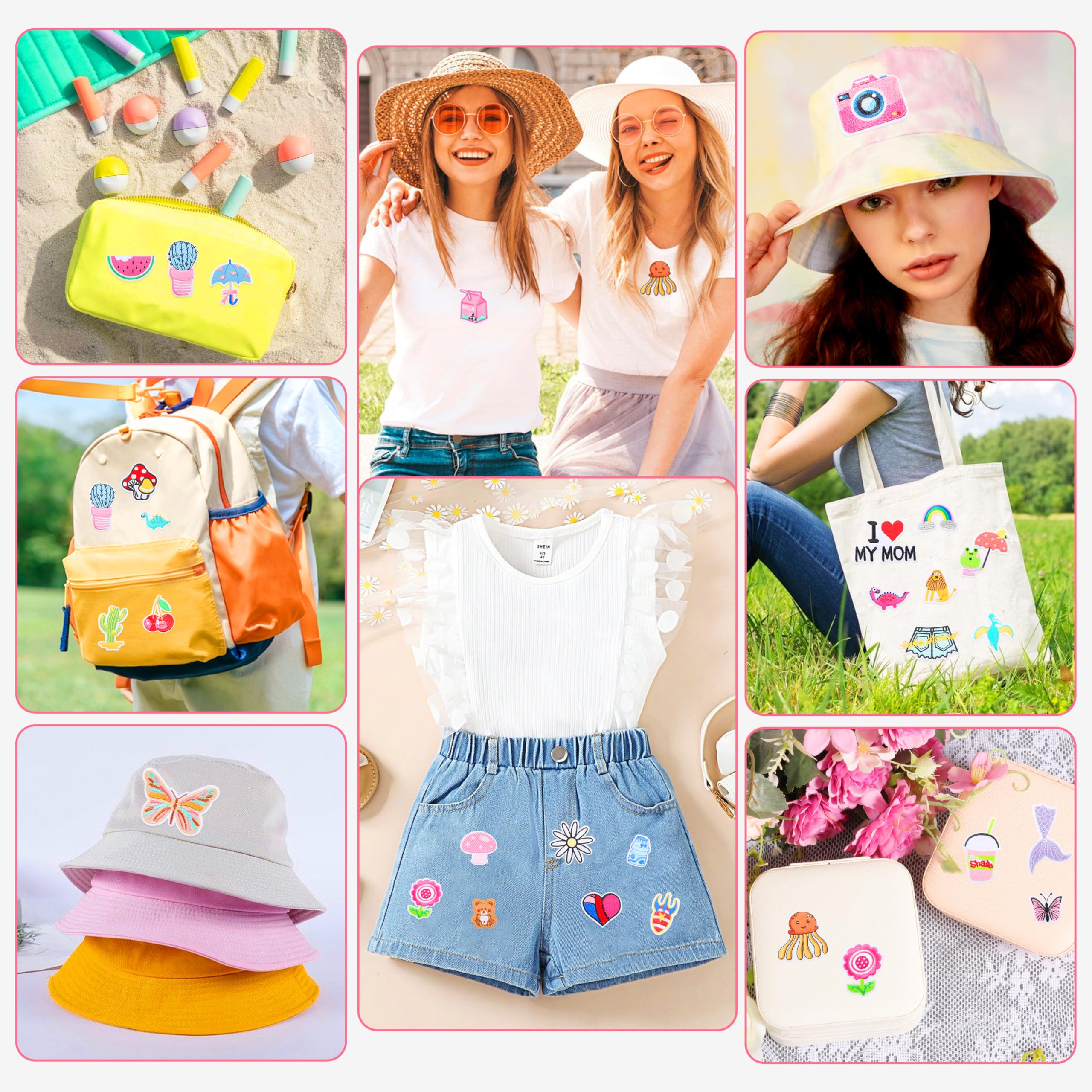NICEVINYL Parches bordados para planchar para ropa: 80 parches aleatorios para ropa, jeans, chaquetas, bolsos, sombreros, reparación de tela, varios estilos divertidos para coser accesorios de
