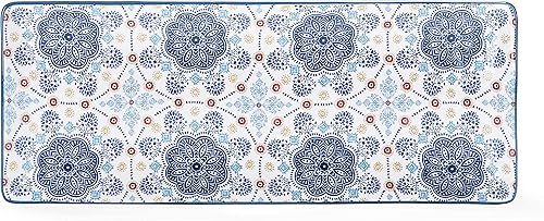 Miniatura 4 de Bico Blue Talavera - Juego de 2 platos rectangulares de cerámica de 14 pulgadas, para servir ensalada, pasta, queso, jamón, aperitivo, microondas y