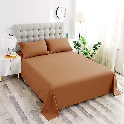 Miniatura 5 de Sfoothome Mocha Bedding - Sábana encimera de 2 piezas para colchón matrimonial, más suave que el algodón egipcio