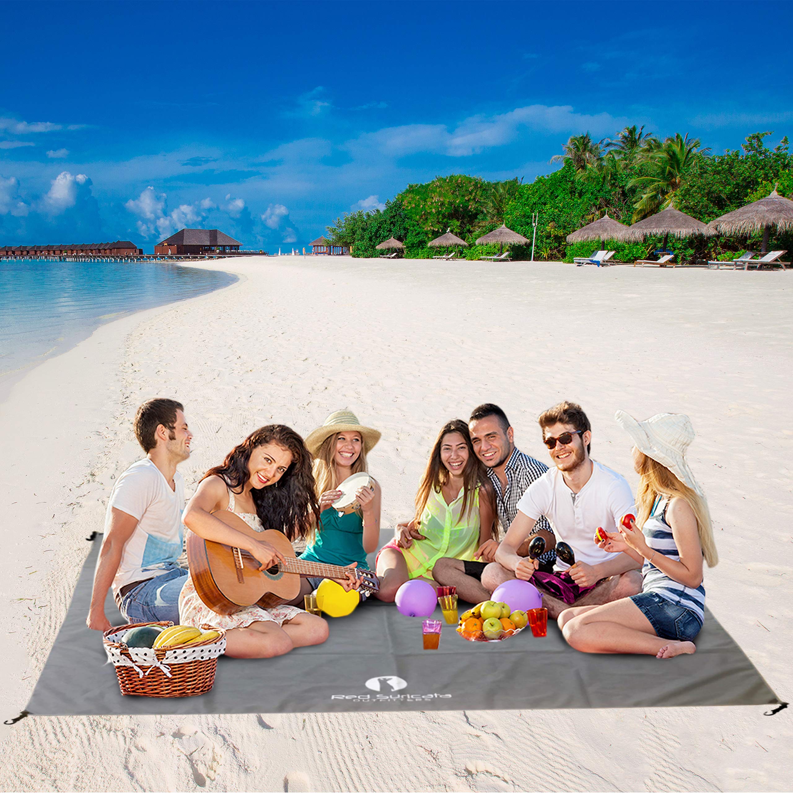 Red Suricata Tapis de Plage Anti Sable - Couverture de Plage imperméable Anti Sable - Compatible avec Le Parasol de Plage Familial pour la Plage, Les Pique-niques et Le Camping