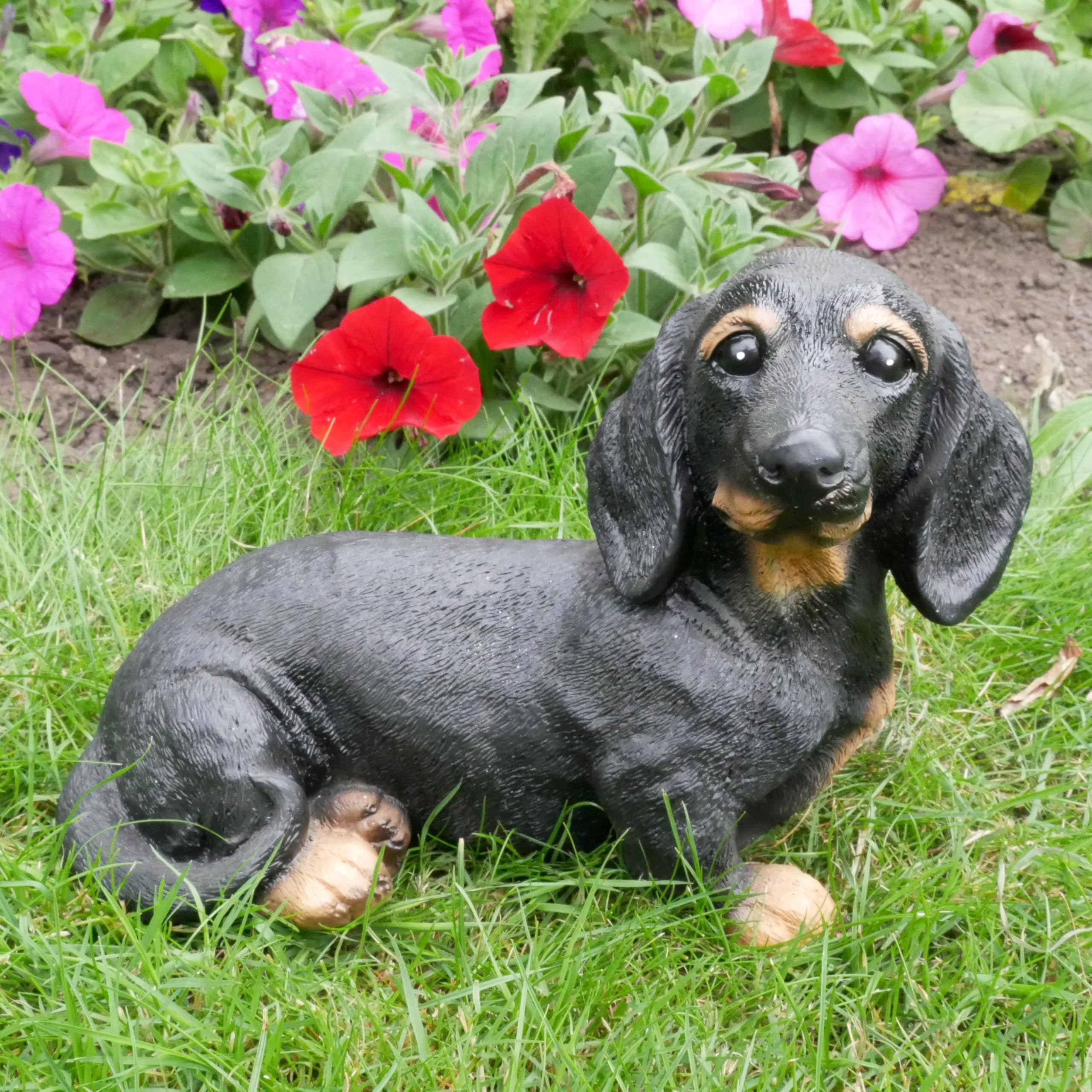 Ablerhome Decor Dachshund: Black Sausage Dog Shape Garden Sculpture Planter Resin Hound Home Decor Animal Ornament Outdoor Indoor Gift New (Dachshund: Black)