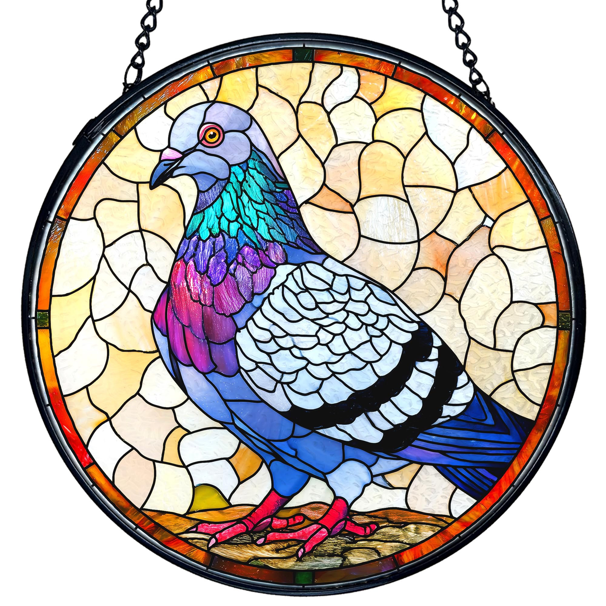 Attrape-soleil pigeon en verre 20cm déco murale suspendue