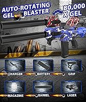 Vista 4 de Paquete de 2 lanzadores eléctricos de bolas de gel, lanzador automático de bolas de salpicaduras de alta velocidad con más de 80000 y gafas