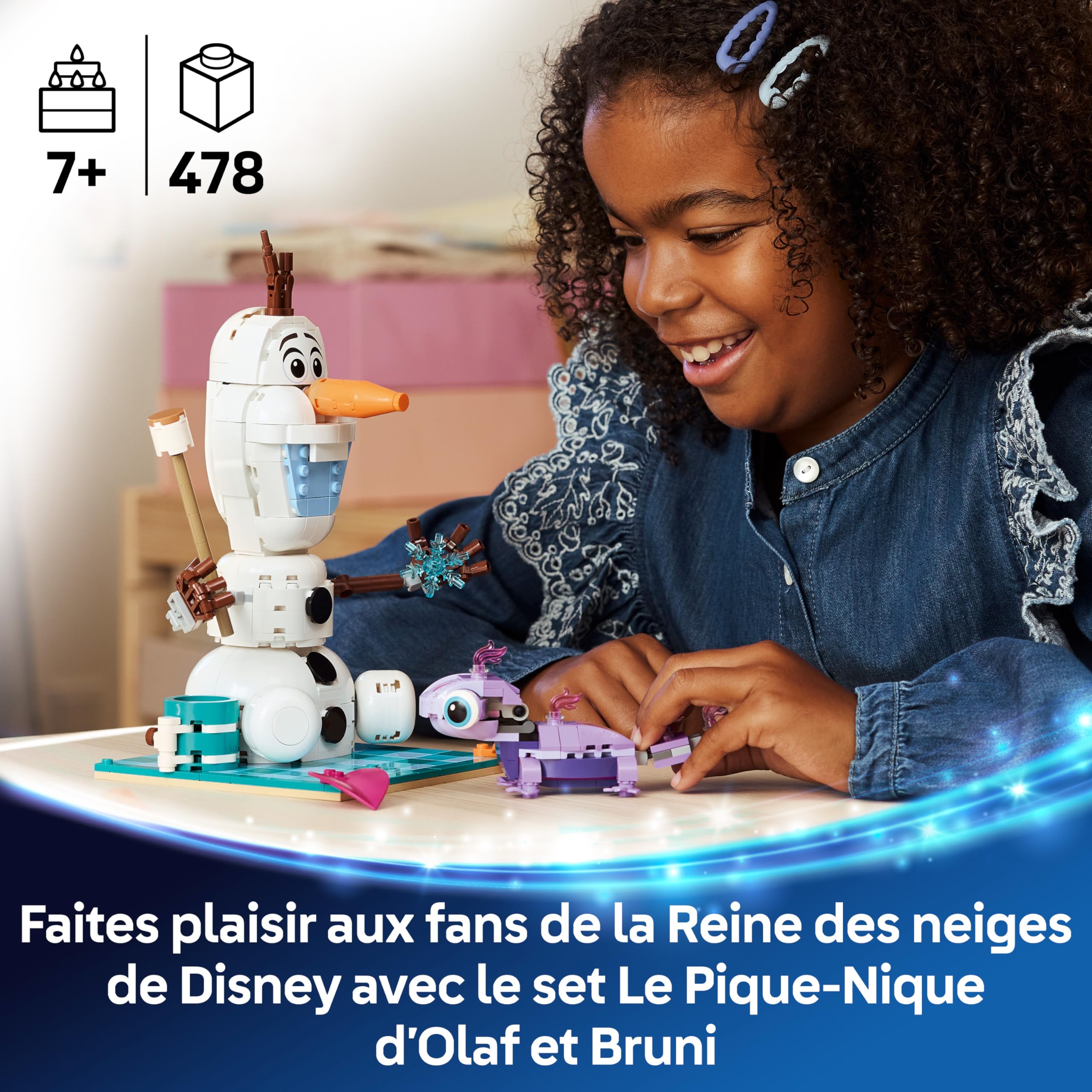 LEGO ǀ Disney La Reine des Neiges Le Pique-Nique d’Olaf et Bruni - Jouet - Figurine de Bonhomme de Neige avec Couverture & Accessoires - Décoration de Chambre DIY - Cadeau Fille 7 Ans ou Fans 43287