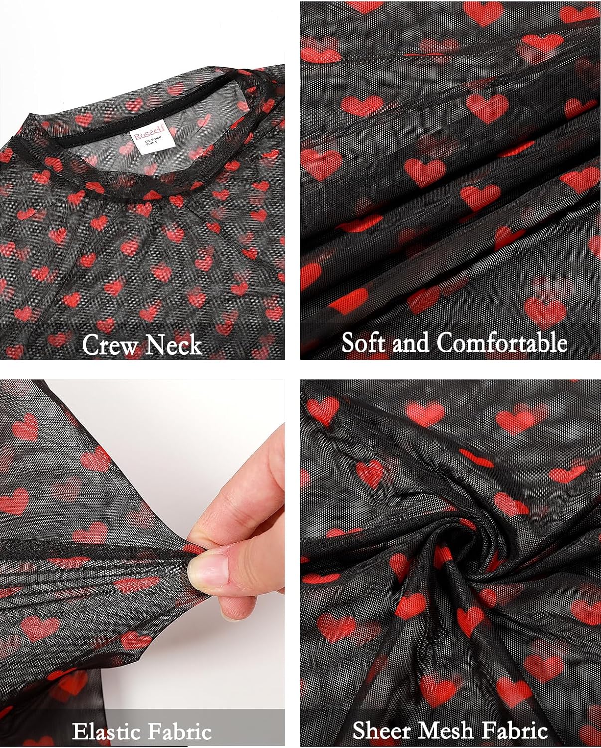 Womens Festival Sheer Mesh Tops Long Sleeve Novelty T Shirts - Image 6