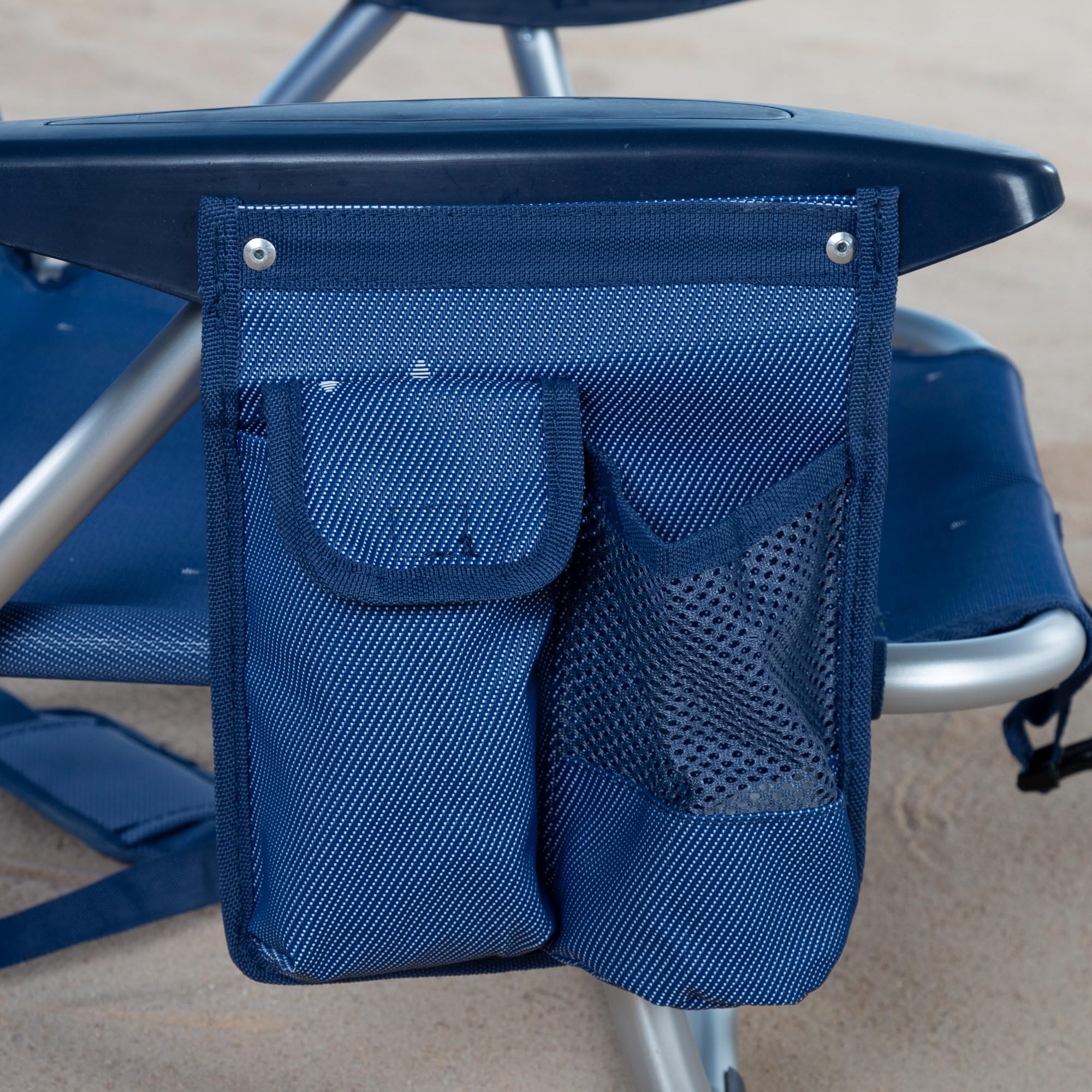 AKTIVE Silla de playa plegable y reclinable 4 posiciones Azul marino, Medidas 51x45x76cm, Peso máx. 110Kg, Material aluminio, Antivuelco, sillas de playa (62290)